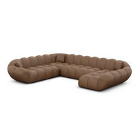 WOHNLANDSCHAFT Liva Braun Kunstleder U-Form XXL Rechts - Braun, Kunststoff (258/70/323cm) - VAROYAL