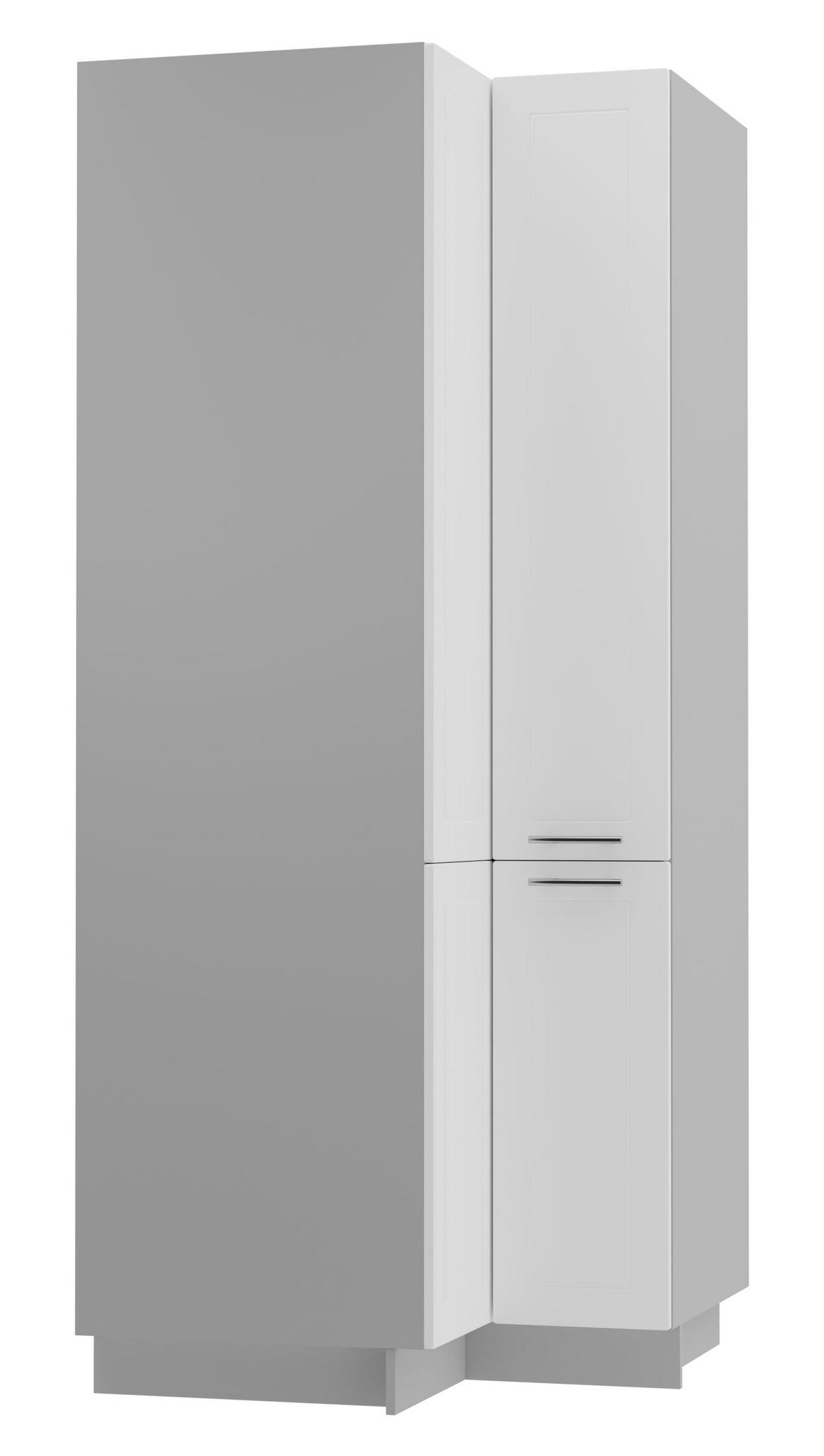 ECKVORRATSSCHRANK Kvantum D24N/207 Grau / Weiß Matt - Weiß/Grau, Holz/Holzwerkstoff (90/207/90cm) - Feldmann-Wohnen