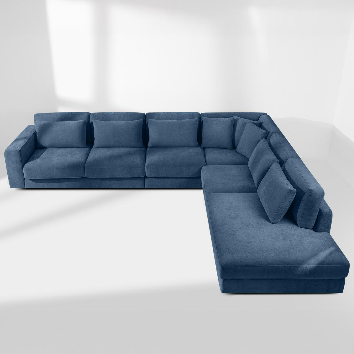 ECKSOFA XL rechts VERUS - Dunkelblau, Holz/Holzwerkstoff (377/328cm) - KONSIMO®
