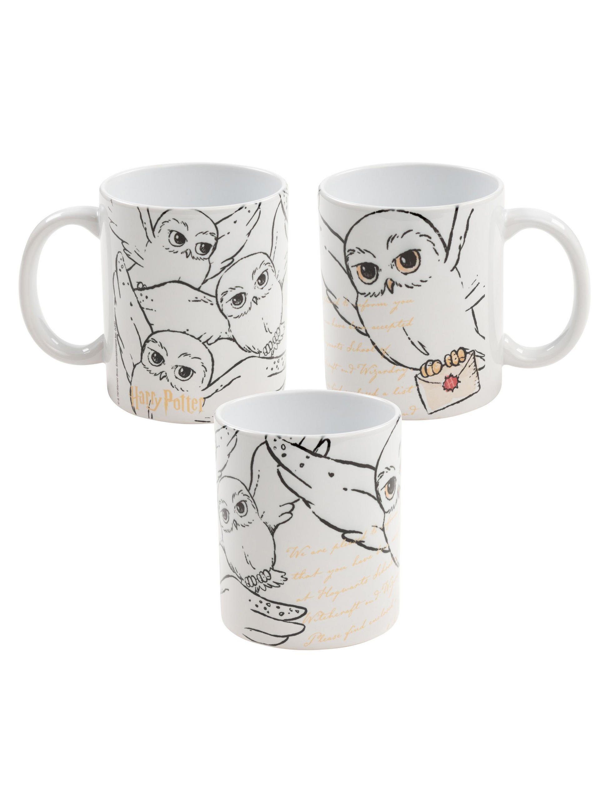 KAFFEEBECHER Harry Potter Hedwig Hogwarts Brief Weiß 320 ml - Weiß, Keramik (0.32L) - United Labels