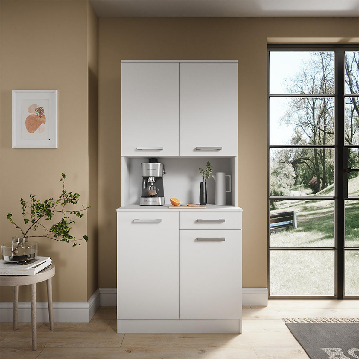 KÜCHENBUFFET Raul Weiß 83.6 x 188.5 cm mit 4 Türen & 1 Schublade - Weiß, Holzwerkstoff (83.6/188.5/46cm) - Vicco