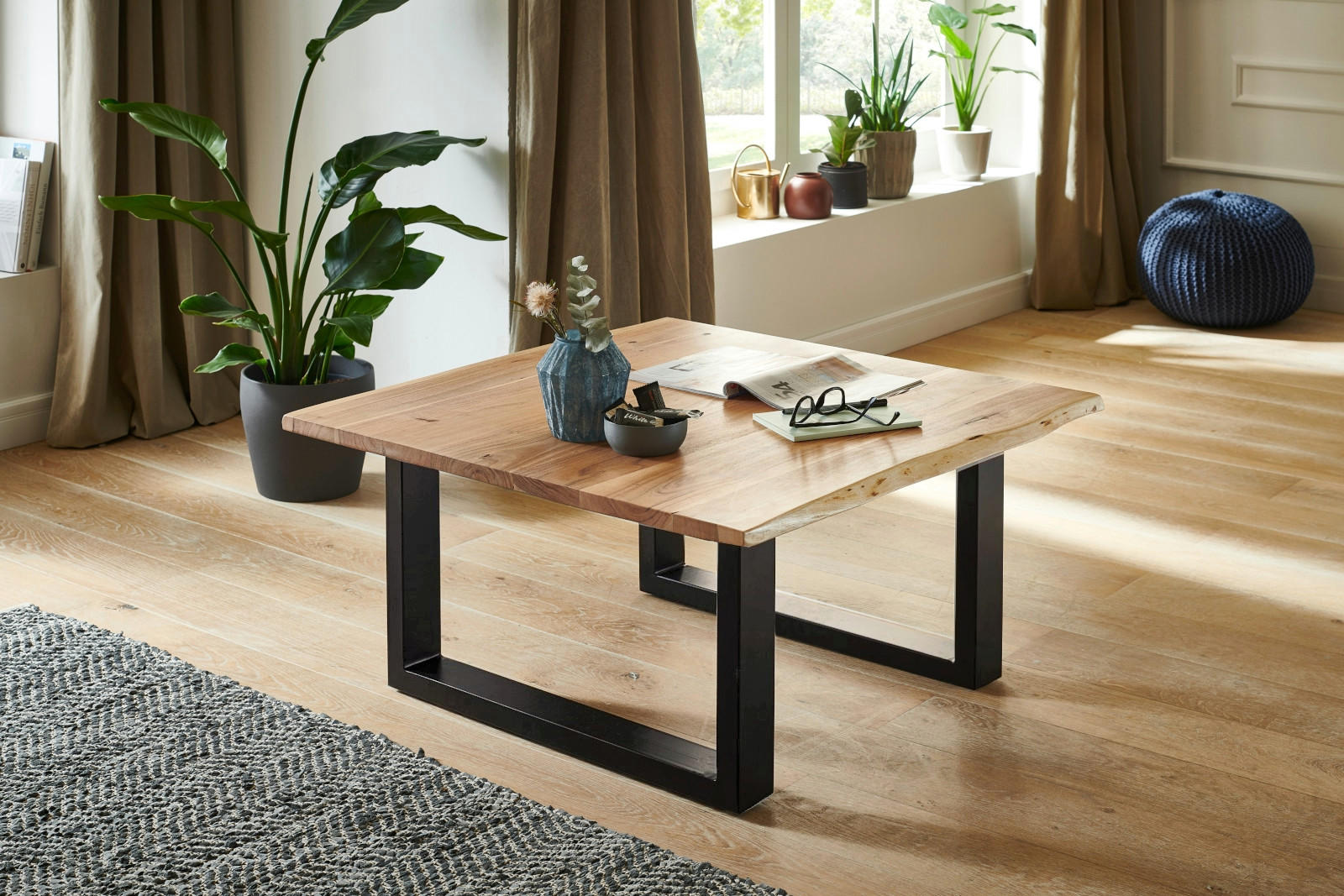 COUCHTISCH NOAH - Beige/Schwarz, Holz/Metall (80/80/43cm) - SAM