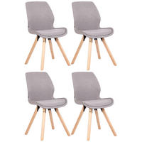 STUHL 4er Set Stoff grau - Eukalyptusholzfarben/Grau, Holz/Textil (49/87.5/58cm) - CLP