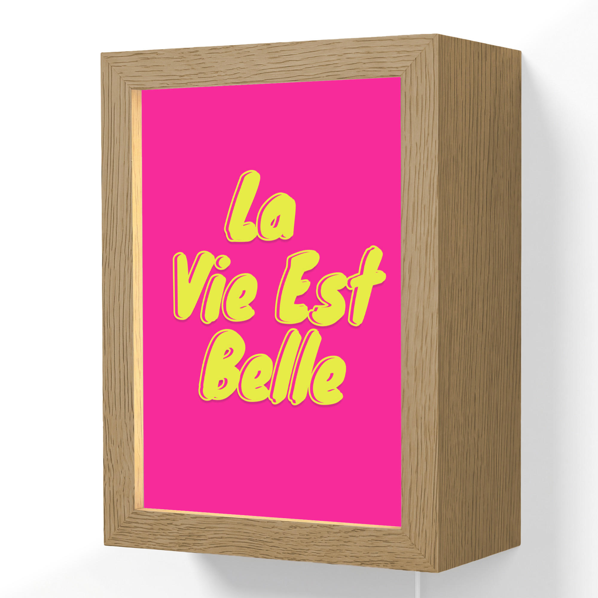WANDLEUCHTE Zitat - Retro - Rosa 15x20 cm - Pink, Holzwerkstoff (15/20/8cm) - OnlyWow