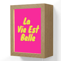 NÁSTĚNNÁ LAMPA Citace - Retro - Pink 15x20 cm - růžová, kompozitní dřevo (15/20/8cm) - OnlyWow