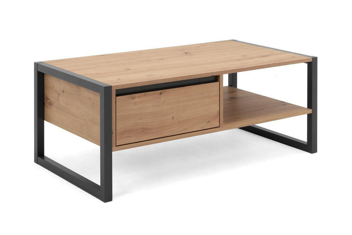 COUCHTISCH Portland 55 in Artisan Oak - Griffleiste mit Schrägkante - Eiche Artisan, Holzwerkstoff (55/100/40cm) - möbelvita