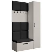 GARDEROBE Margaret I+IV 121/203/43 mit gepolsterten Paneelen - Kaschmir/Schwarz, Holzwerkstoff/Kunststoff (121/203/43cm) - Beautysofa