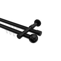 INNENLAUF-GARDINENSTANGEN-SET Prestige Luino 200 cm, 2-läufig, 20 mm Ø Schwarz - Schwarz, Metall (200cm) - INTERDECO