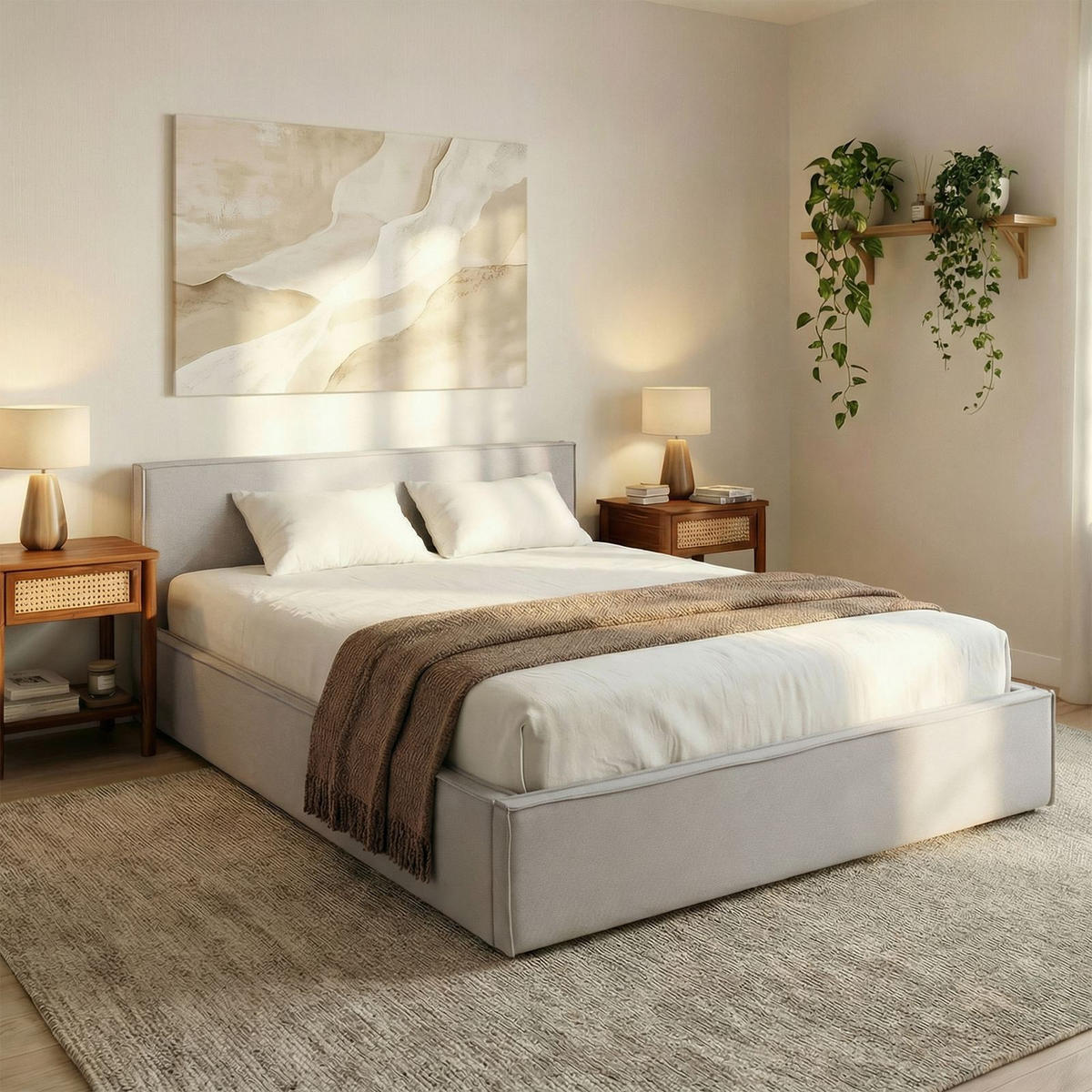 POLSTERBETT PESARO 160x200 cm hellgrau - Hellgrau, Textil (160/200cm) - IDIMEX