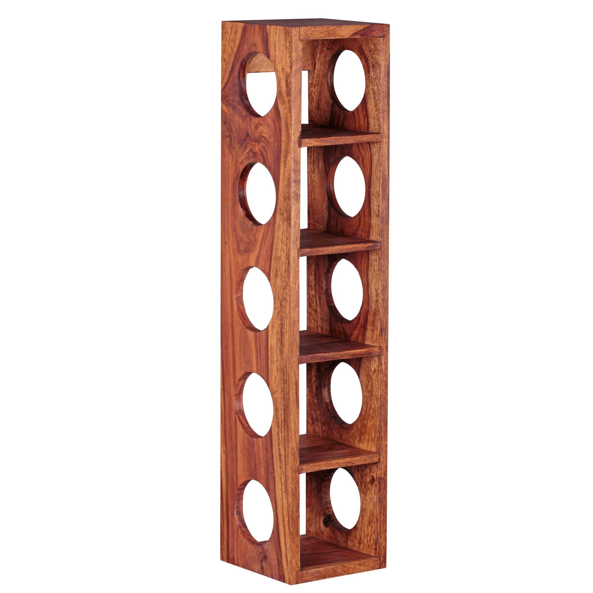 WEINREGAL Massivholz mit 5 Fächern Wandmontage Edelholz-Optik, Braun 15x15x70 cm - Braun, Holz (15/70/15cm) - KADIMA DESIGN