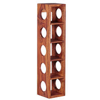 WEINREGAL Massivholz mit 5 Fächern Wandmontage Edelholz-Optik, Braun 15x15x70 cm - Braun, Holz (15/70/15cm) - KADIMA DESIGN