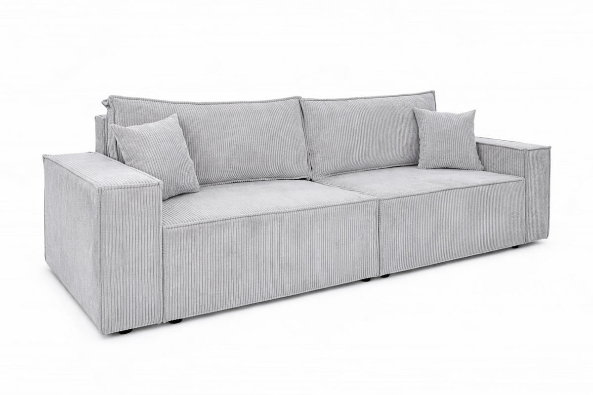 SOFA Mit Schlaffunktion Und Bettkasten, Cordstoff Poso, Grün, BEST SCORNER - Hellgrau, Holz (245/83/90cm) - Kaiser Möbel