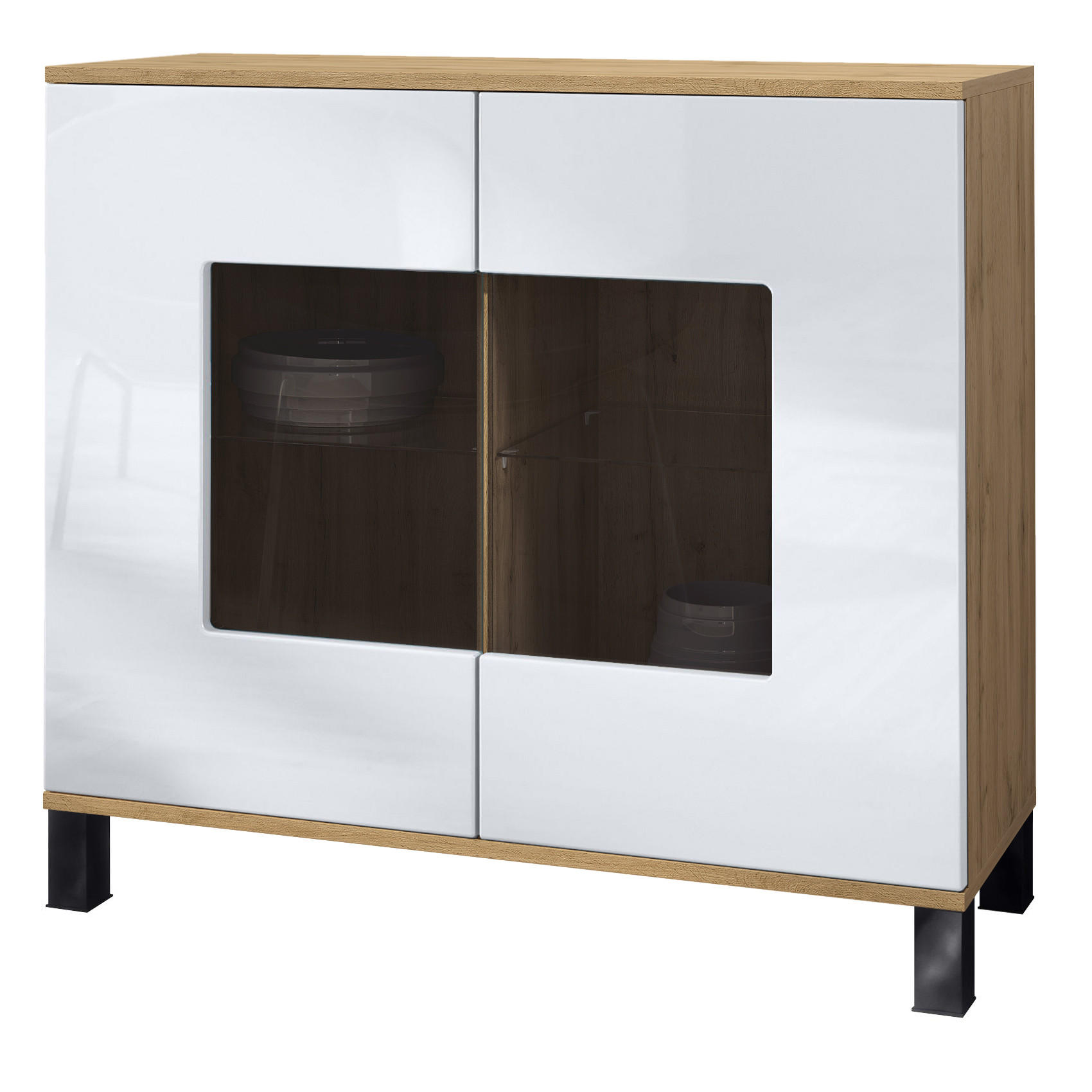 Vladon Kommode Weiß Hochglanz 92.5x84.5x35 cm