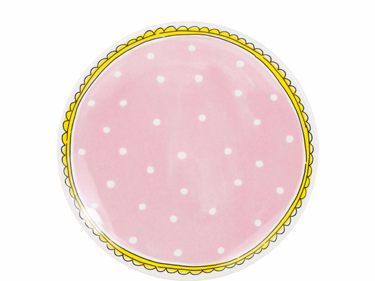 TELLER Punkt in Rosa - Ø 22cm - Multicolor, Keramik (21.8/21.8/2.5cm) - Blond Amsterdam