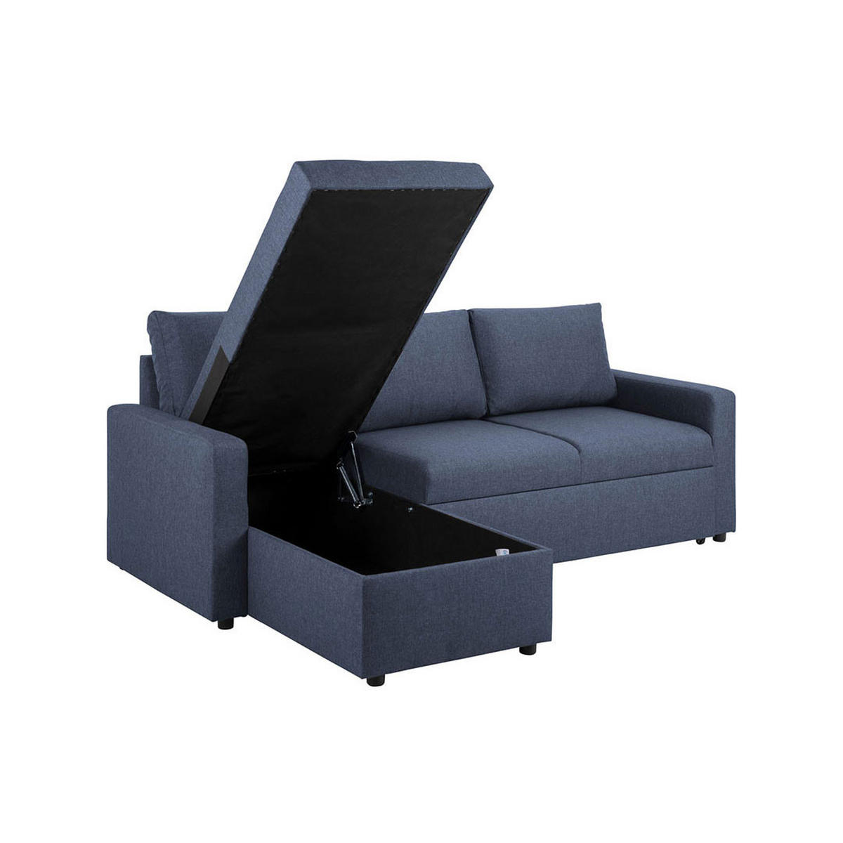 BÄDDSOFFA Sander för 3 personer 218 x 155 x 84 cm – blå - Blå, Träbaserade material/Textil (218/155cm) - ebuy24
