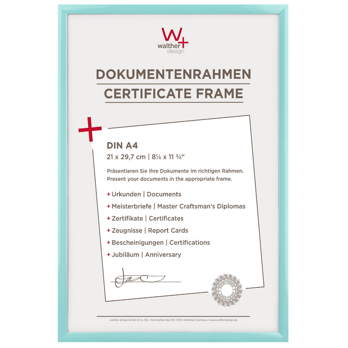 KUNSTSTOFFRAHMEN New Lifestyle Kst.Rahmen 21x29,7 cm türkis - Türkis, Kunststoff (22.2/31/1.4cm) - walther design