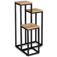 BLUMENSTÄNDER mit 3 Ablagen - Eichefarben, Metall (34/34/67cm) - Mat-Haus