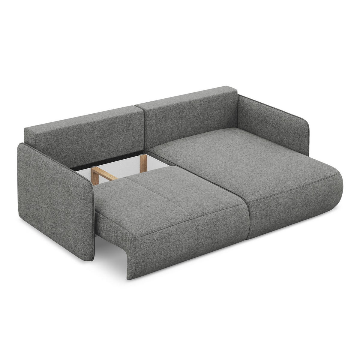 ECKSOFA mit Schlaffunktion Chenille Stoff Grau - Schieferfarben/Schwarz, Kunststoff/Textil (207/148cm) - LaMiaSofa