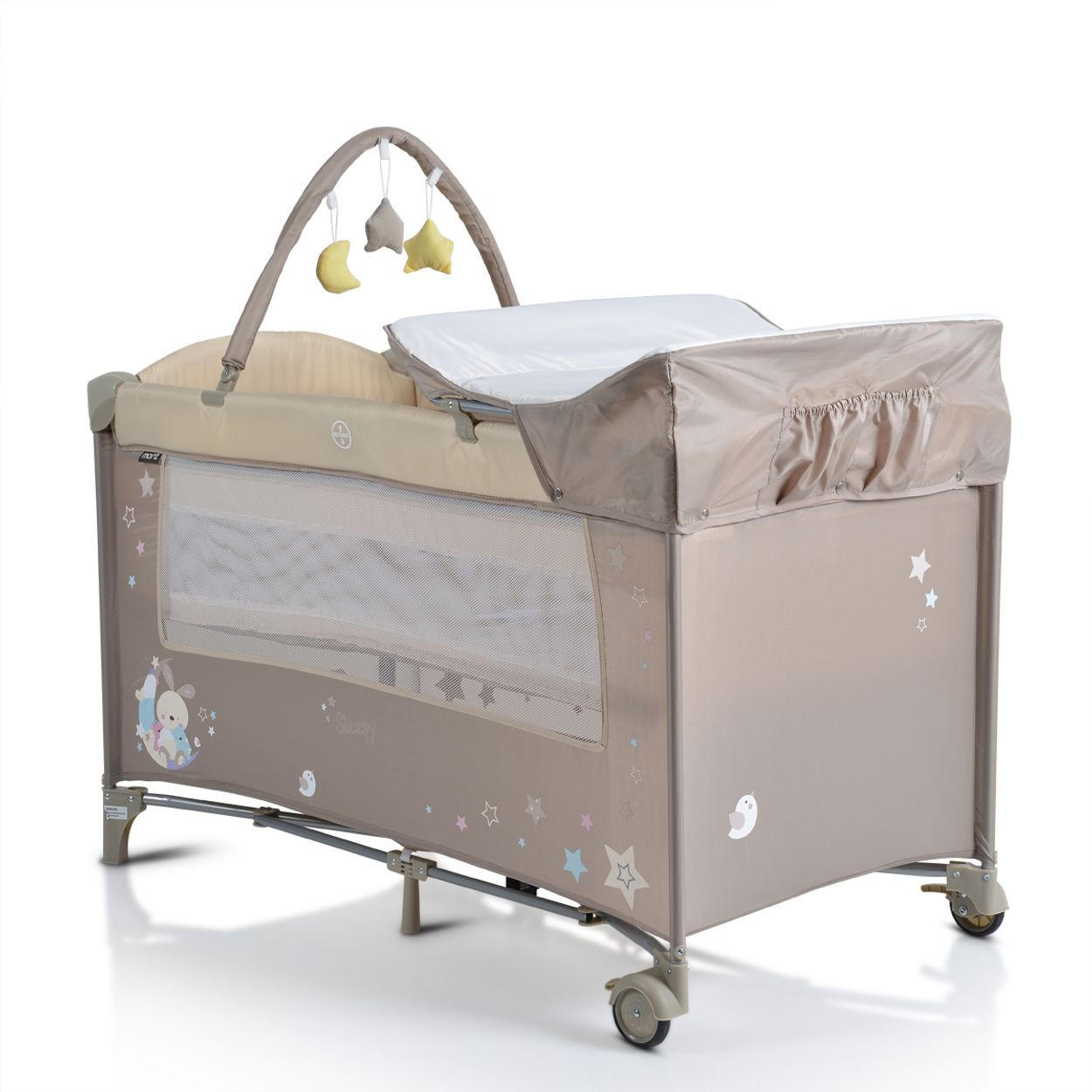 REISEBETT Sleepy Rollen beige braun Wickelauflage, Matratze, Spielbogen, Seiteneingang - Beige, Kunststoff (60/120cm) - Moni