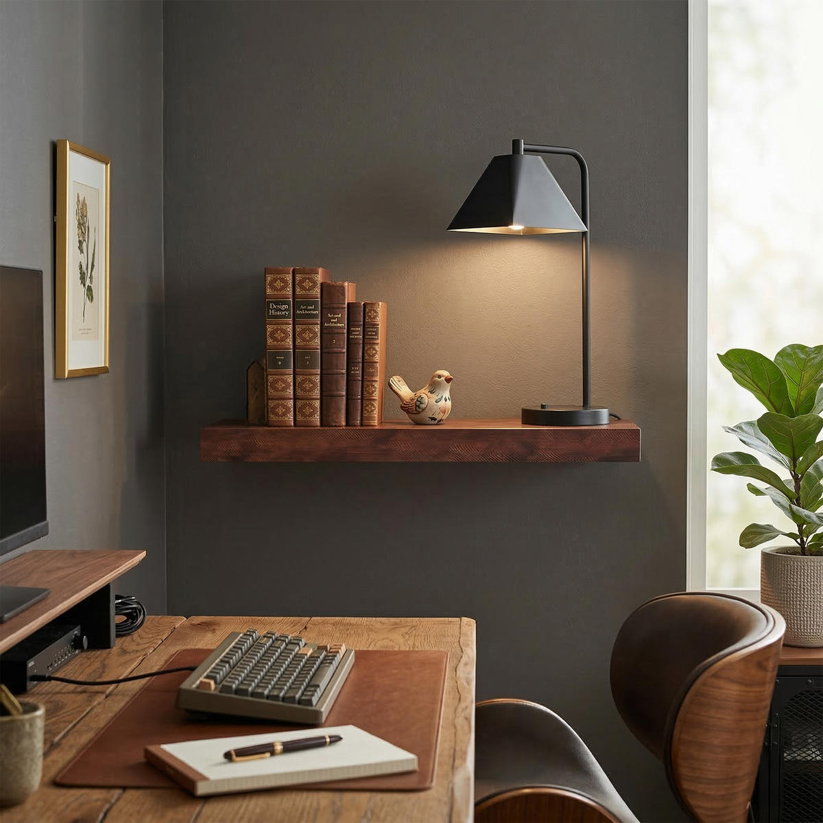 3XPOLICA - hnedá, kov/kompozitné drevo (60/4/23cm) - Relaxdays