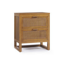 NACHTTISCH, tiefe Rattan Schubladen, 51cm, Braun - Braun, Holz (51/61/41cm) - Teamson Home