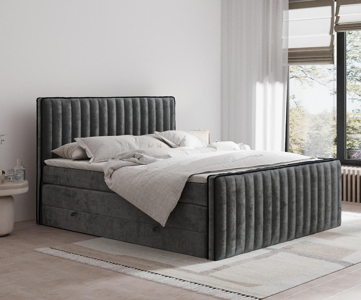 BOXSPRINGBETT Nocturne Anthrazit 180/200 cm - Anthrazit/Schwarz, Holz/Holzwerkstoff (180/200cm) - Maison de Reve