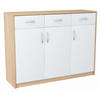 KOMMODE 3D3S Sonoma Eiche-Weiß 110/35/85 cm Sideboard - Weiß/Sonoma Eiche, Holzwerkstoff (110/85/35cm) - Matkam Möbel