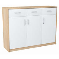 KOMMODE 3D3S Sonoma Eiche-Weiß 110/35/85 cm Sideboard - Weiß/Sonoma Eiche, Holzwerkstoff (110/85/35cm) - Matkam Möbel