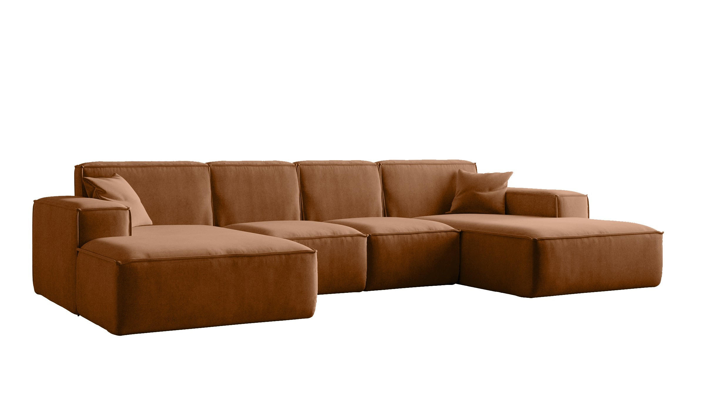 ECKSOFA U-Form Siena, U-förmiges Ecksofa, Stoff Salvador Kupfer - Kupferfarben, Holz/Textil (344/165cm) - Kaiser Möbel