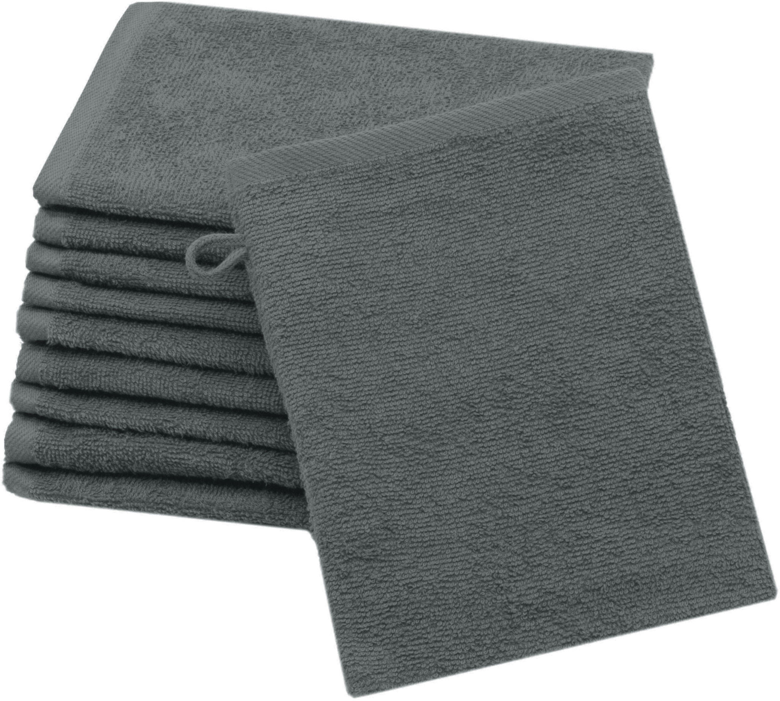 WASCHHANDSCHUH, 10er-Set, 16x21 cm, 100% Baumwolle, Grau - Graphitfarben, Textil (16/21cm) - Zollner