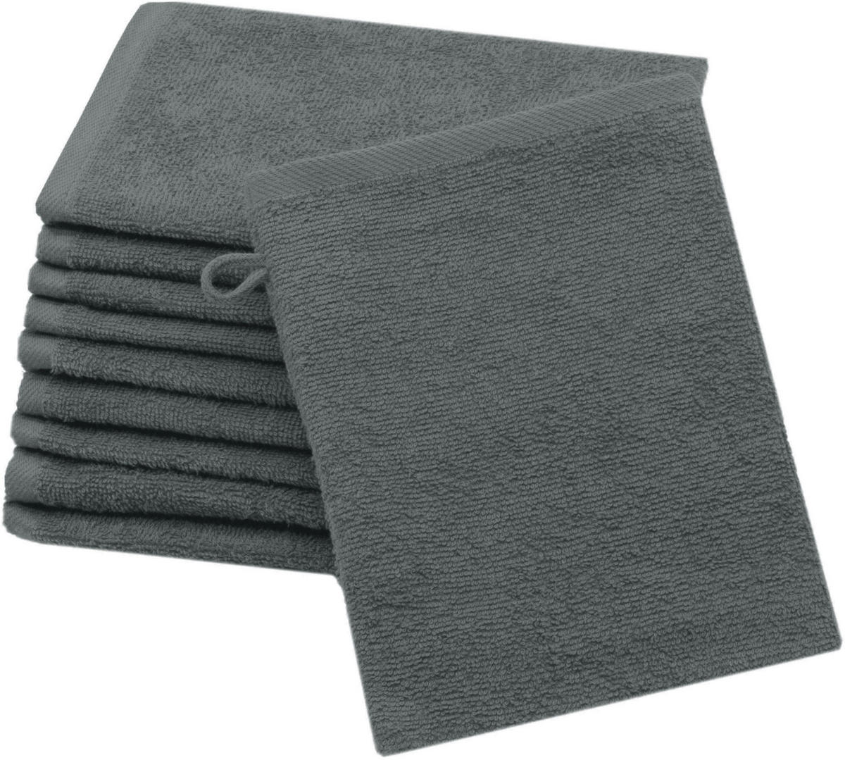 WASCHHANDSCHUH, 10er-Set, 16x21 cm, 100% Baumwolle, Grau - Graphitfarben, Textil (16/21cm) - Zollner