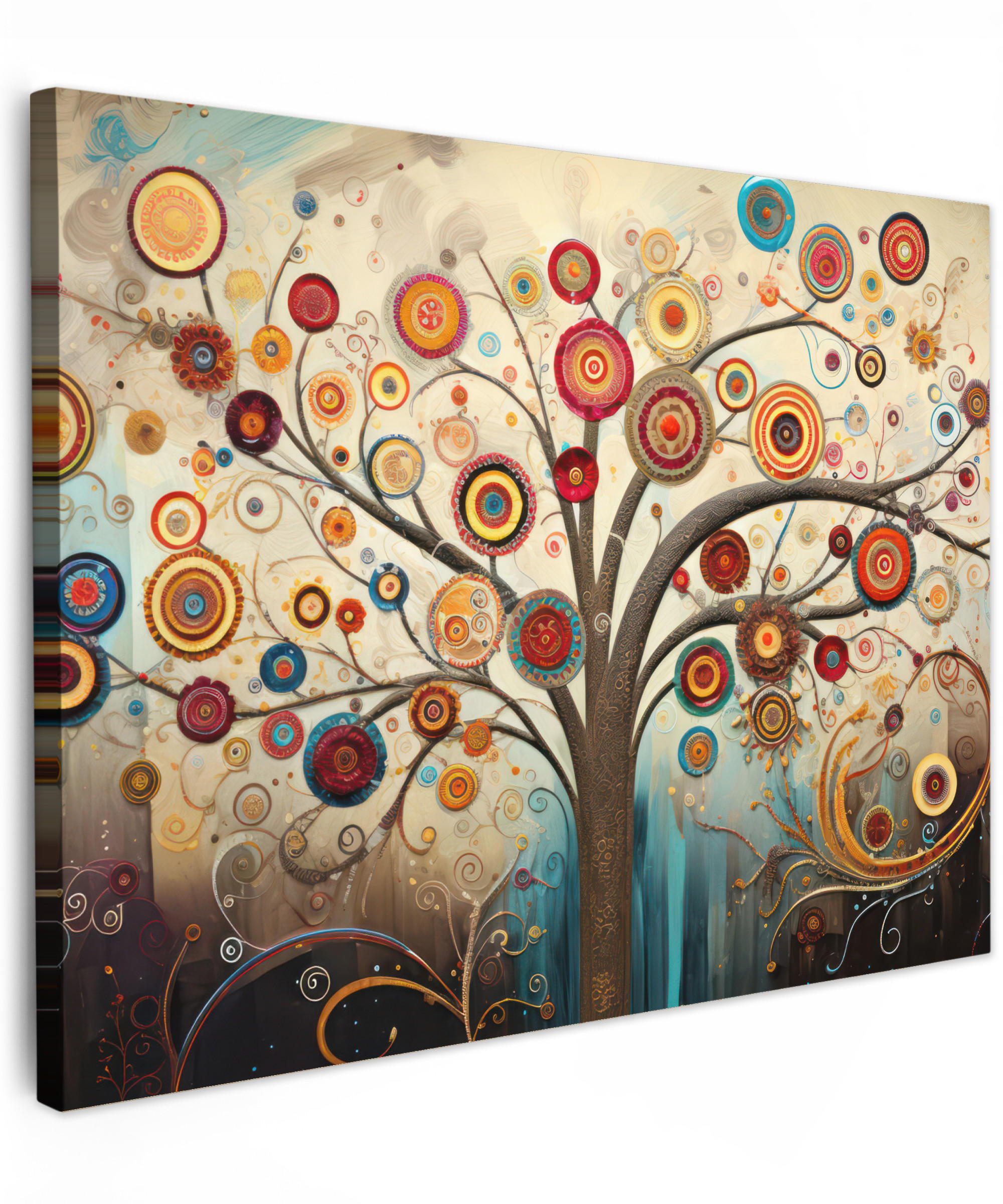 LEINWANDBILD Baum - Baum des Lebens - Farbe Wandbilder 80x60 cm - Braun, Textil (80/60cm) - MuchoWow