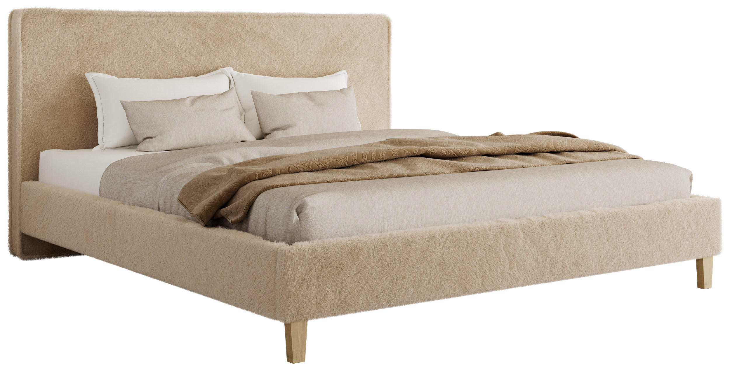 ČALÚNENÁ POSTEĽ LUMARO CLASSIC 160/200 - Béžová Plyš - bez matraca - jadrový buk/béžová, drevo/textil (160/200cm) - MKS