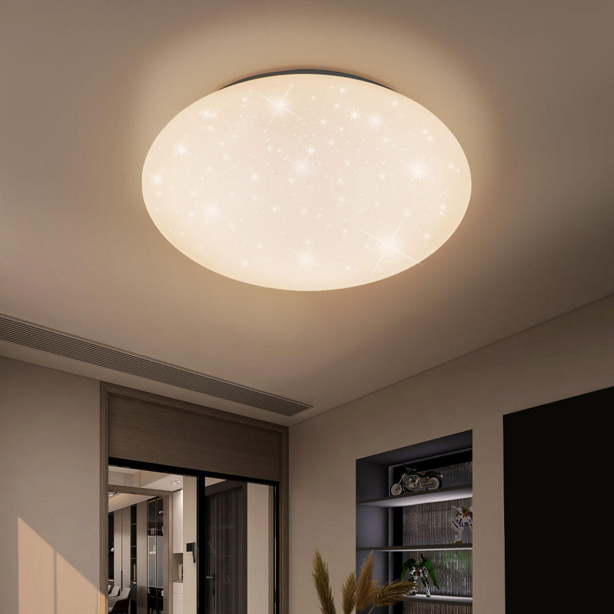 LED DECKENLEUCHTE Metall Weiß Sparkle Dekor - Weiß, Metall (38/38/10.5cm)