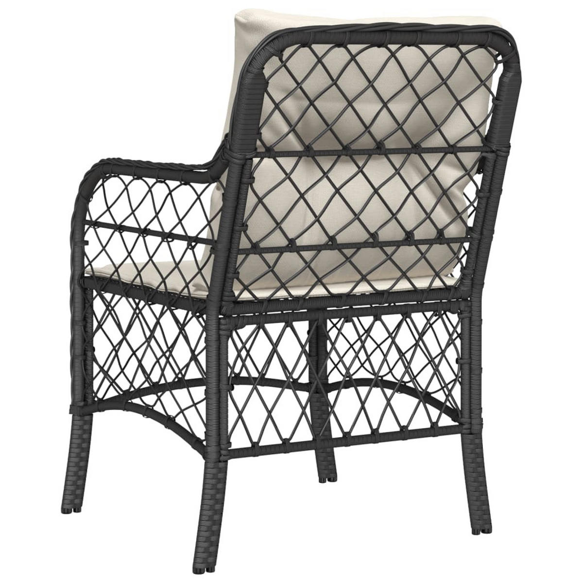 GARTENSTÜHLE Mit Kissen 2er Set Schwarz Poly Rattan - Schwarz, Kunststoff (58.5/86/67cm) - vidaXL