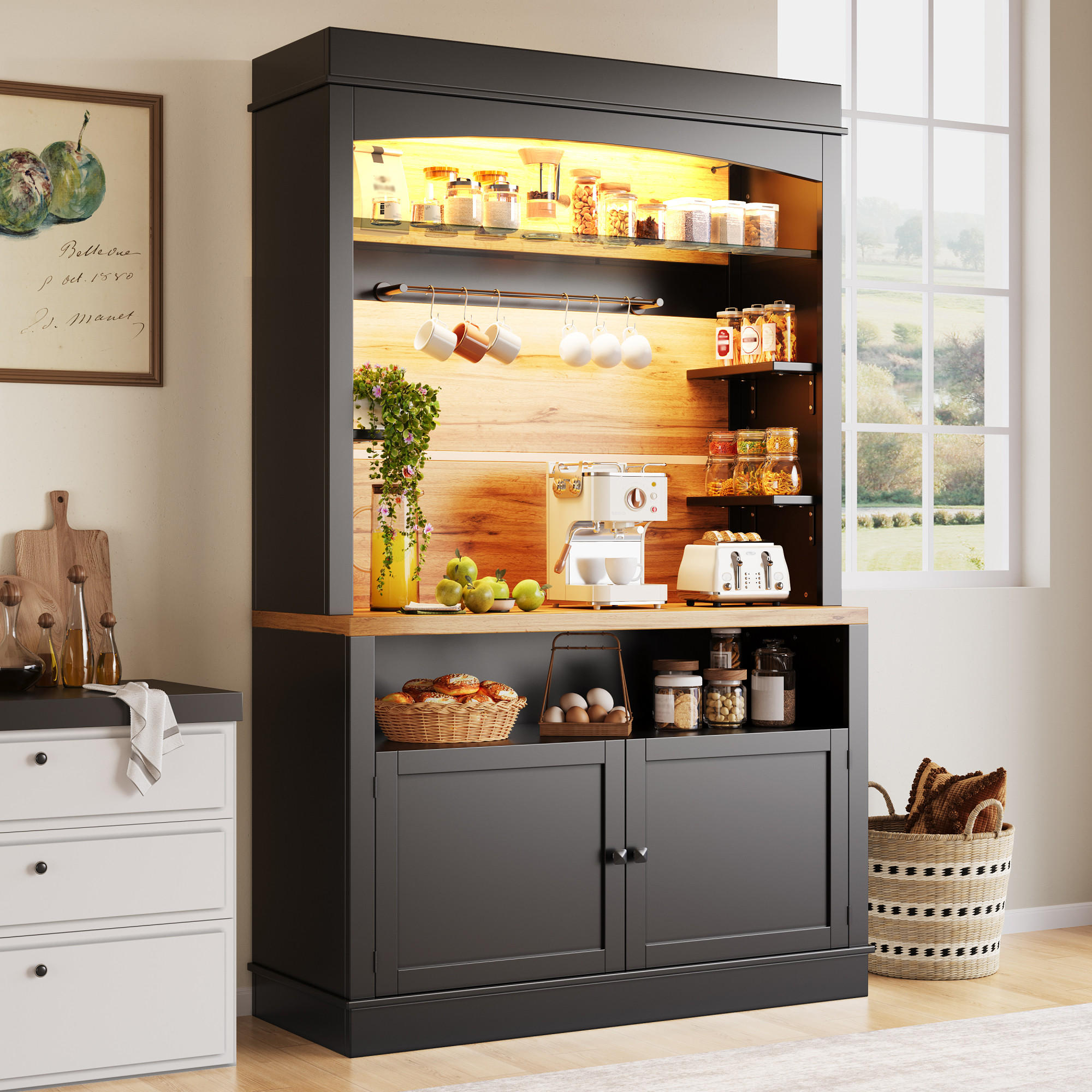 Fohere Küchenschrank Schwarz 107x184x43 cm