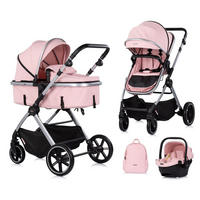 KOMBIKINDERWAGEN Pearl 3 in 1 rosa umbaubar Babyschale Wickeltasche Fußsack - Rosa, Metall (75/65/104cm) - Chipolino