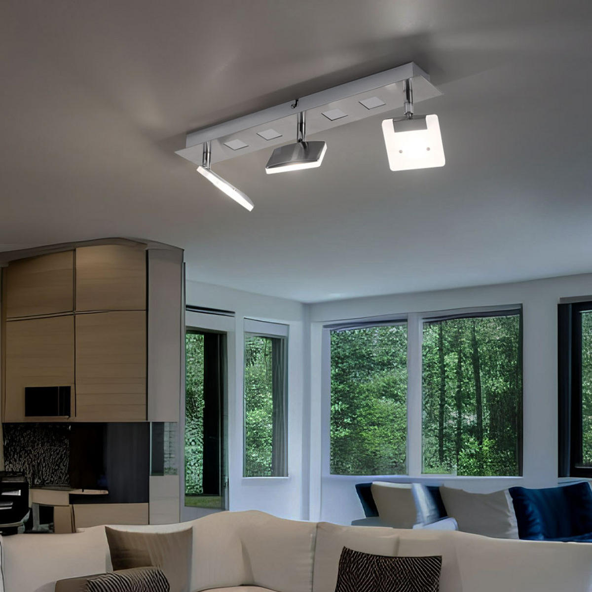 LED DECKENLEUCHTE KAMALA Silber satiniert - Silberfarben, Metall (45/7/15cm)