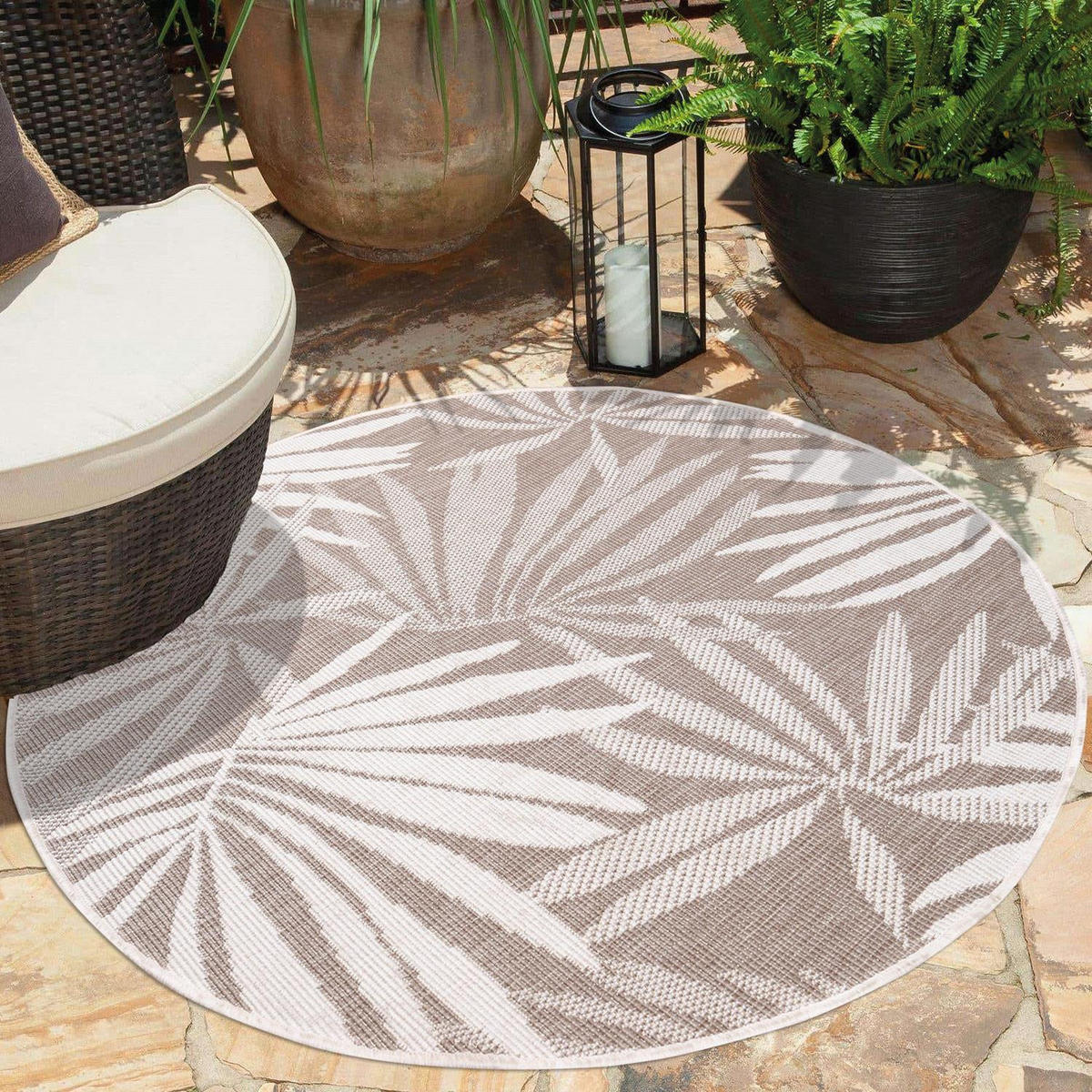 OUTDOOR-TEPPICH DuoRug 5771 Creme 120x120 cm - Beige, Textil (120/120cm) - carpet city