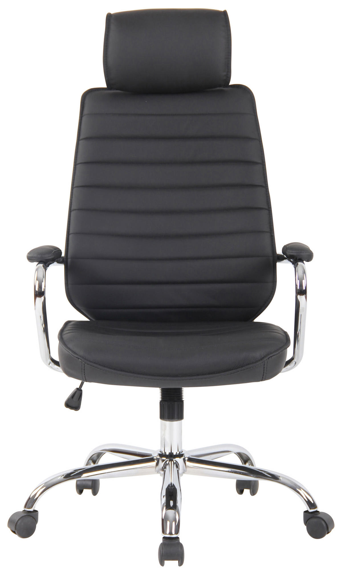 BÜROSTUHL Rocket Echtleder schwarz - Chromfarben/Schwarz, Leder/Metall (59/128/57cm) - TPFLiving