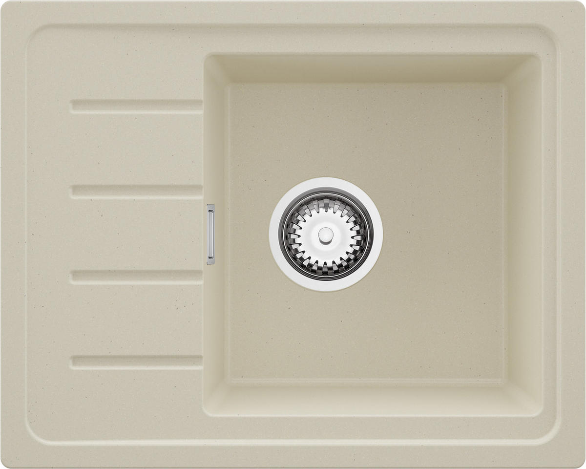 SPÜLBECKEN Kopenhagen Easy, 2-er set Beige 55/44 cm 1 Becken + Ablauf-Set ab 45er Unterschrank - Chromfarben/Beige, Kunststoff (55/17/44cm) - Primagran