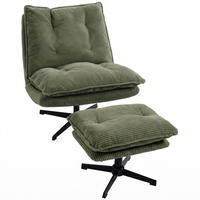 LOUNGESESSEL mit Hocker Polyester Grün - Schwarz/Grün, Textil/Metall (74/89/82cm) - HOMCOM