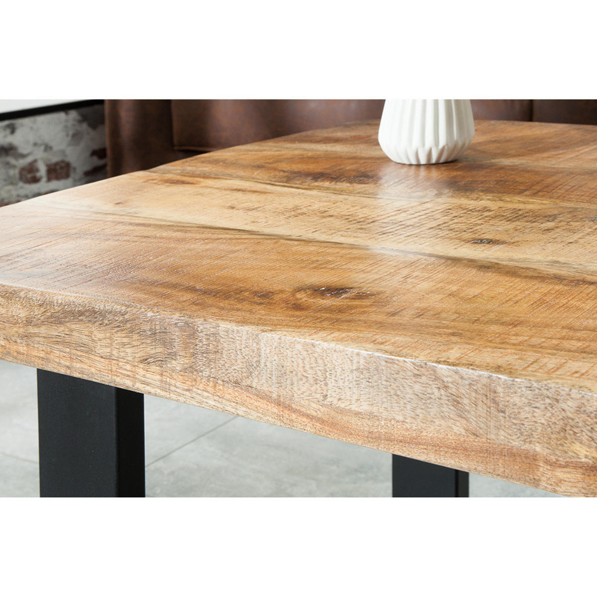 COUCHTISCH IRON CRAFT Mangoholz Natur, Schwarz 100 cm - Schwarz/Braun, Holz/Metall (60/100/46cm) - riess-ambiente