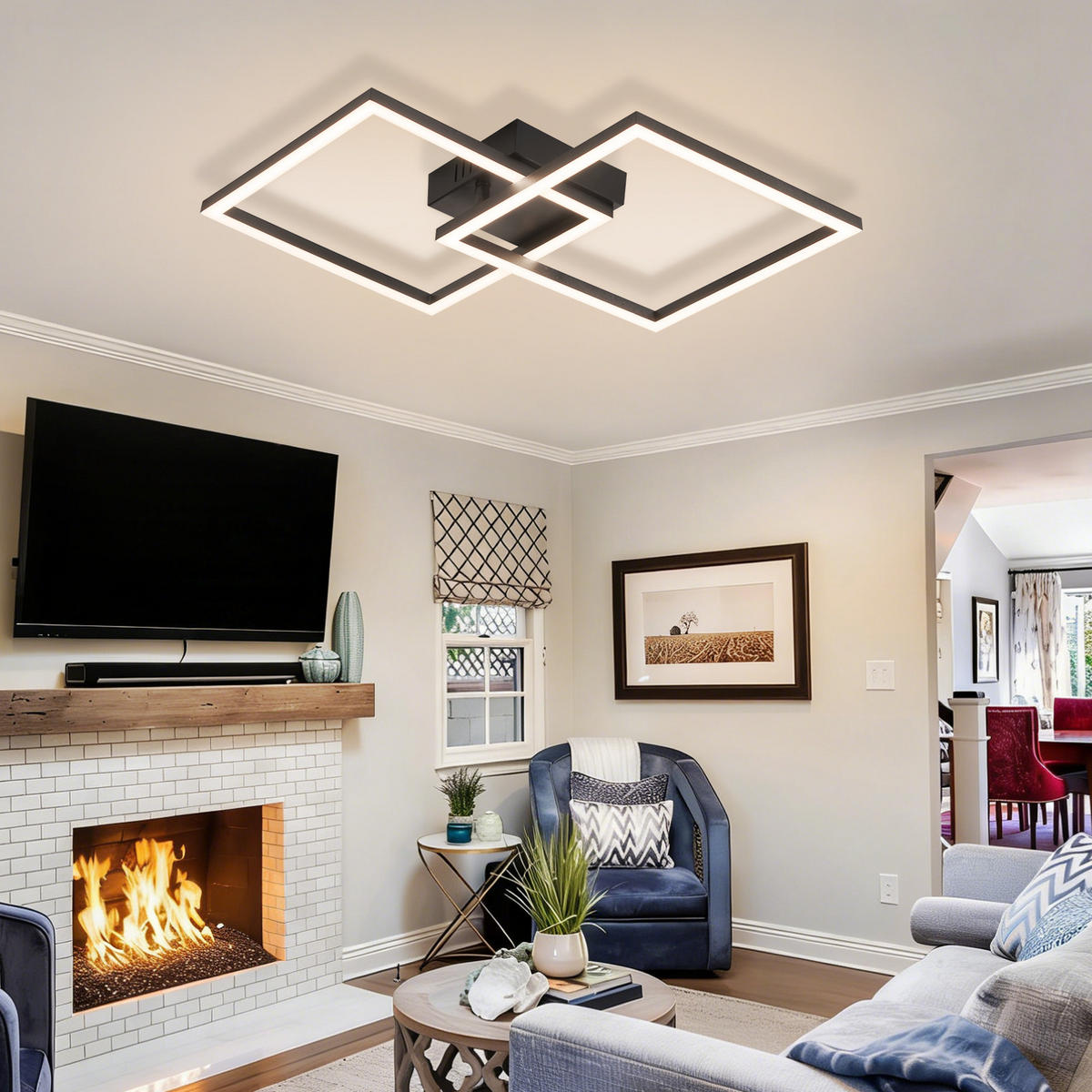 LED DECKENLEUCHTE Delwynne 39.5/39.5/6.7 cm - Schwarz, Kunststoff (39.5/39.5/6.7cm) - ZMH