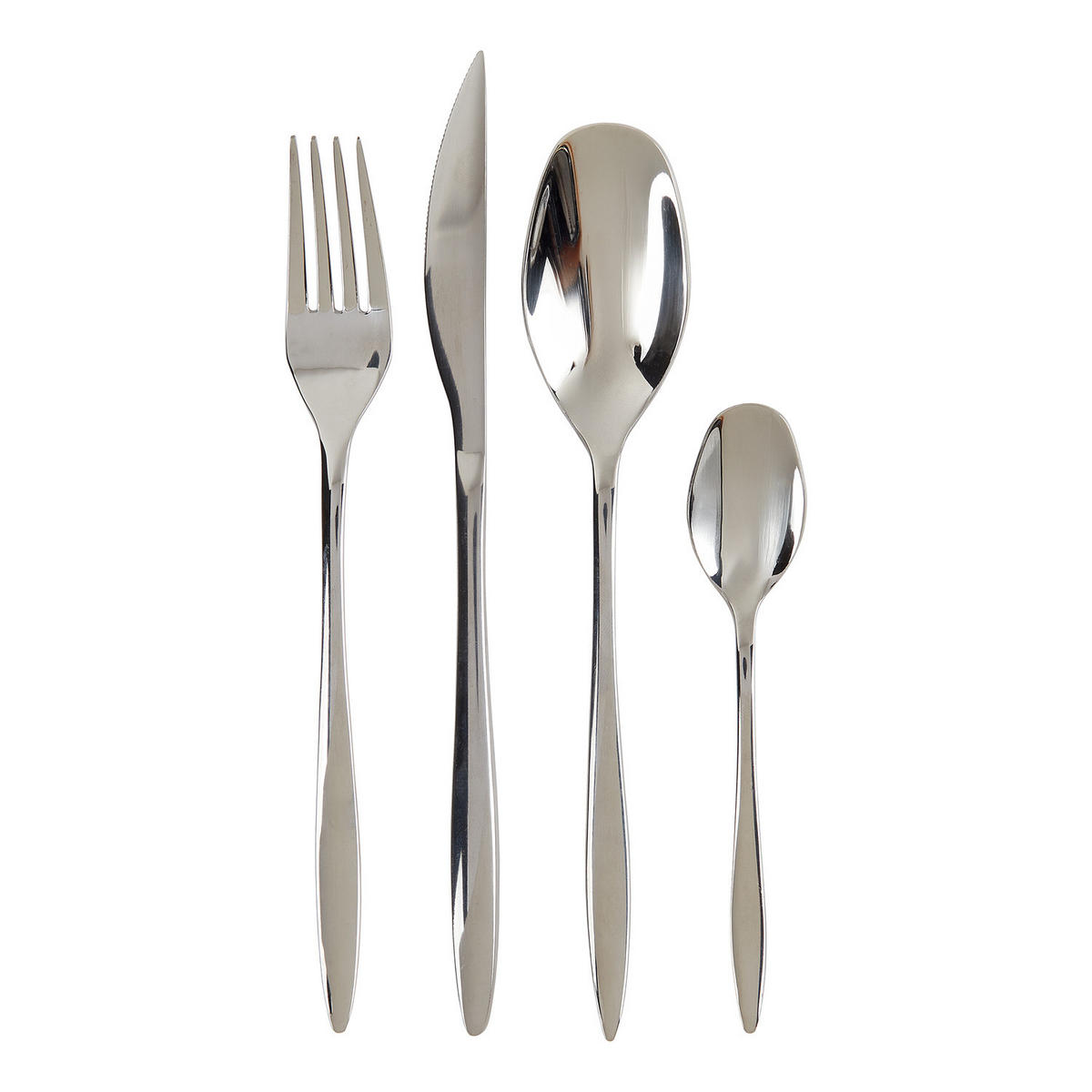 BESTECK (4er-Set) Marquess gerillt - Silberfarben, Metall - Butlers