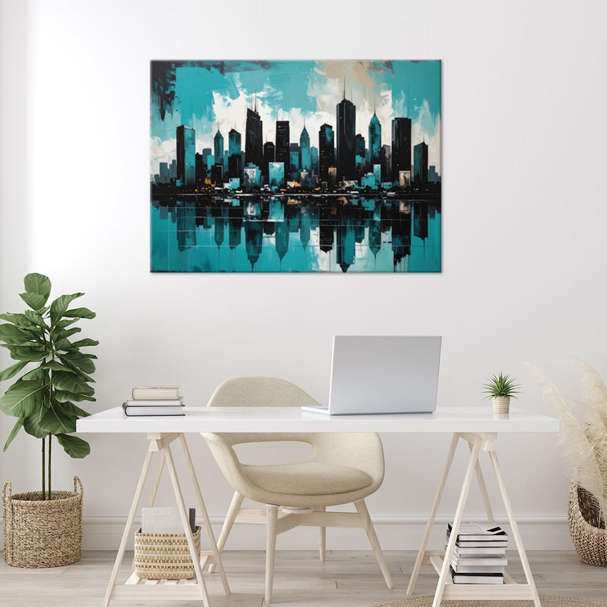 LEINWANDBILD Städte & Architektur 120x80cm - Türkis, Textil (120/80cm) - Feeby