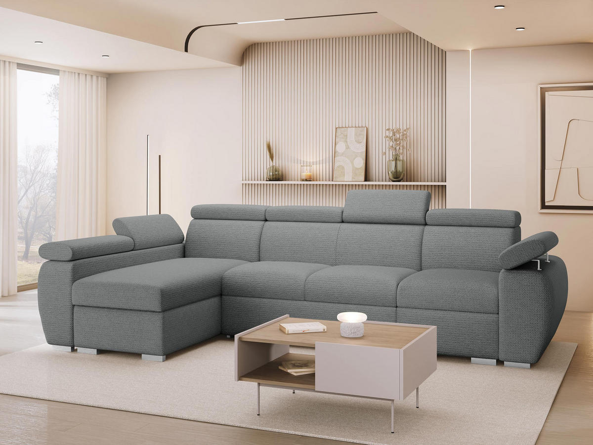 ECKSOFA Boston LCP, Seite: Links LCP+2R+1P(65) - Silberfarben/Graphitfarben, Holz/Textil (320/170cm) - MIRJAN24