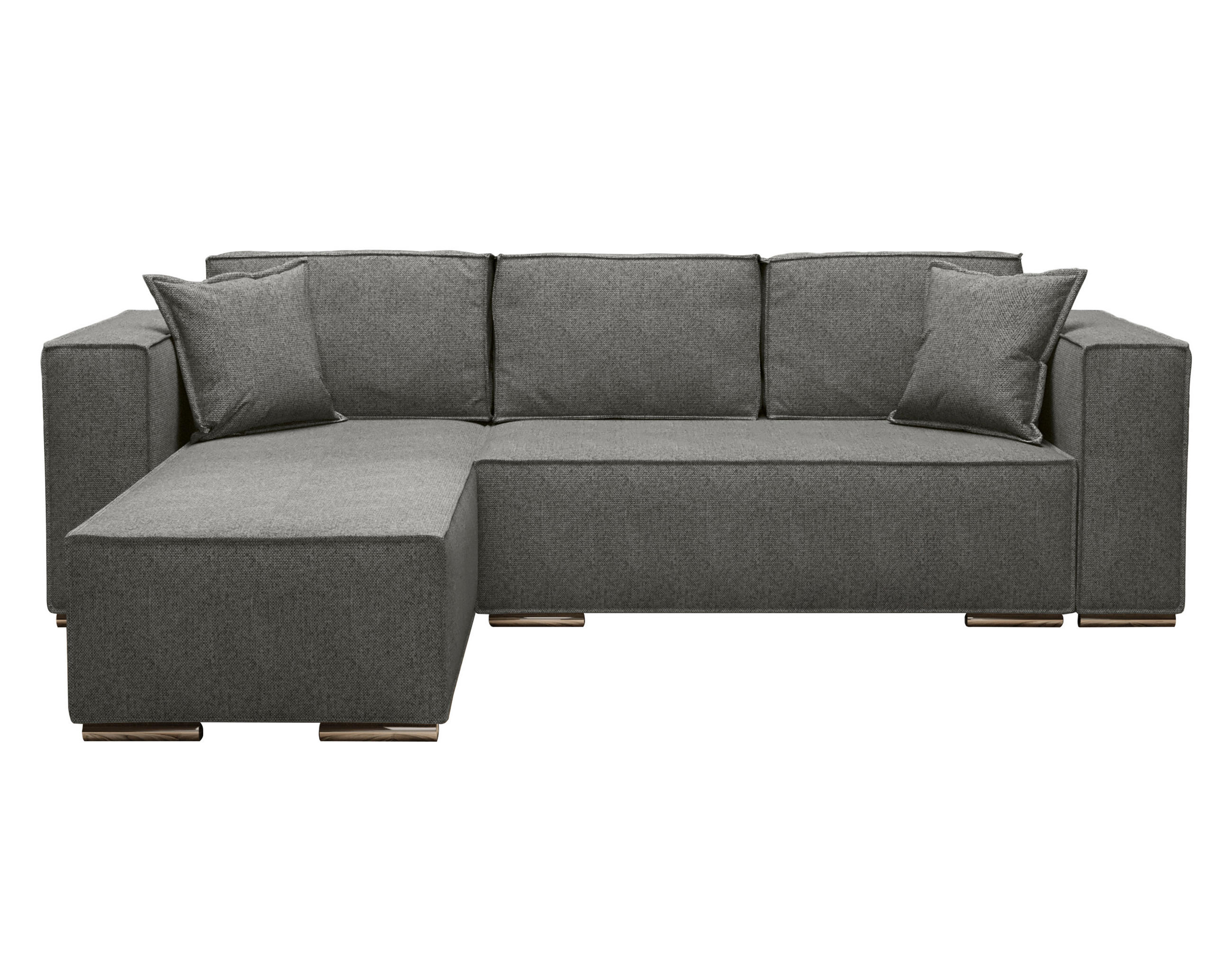 ECKSOFA L Form Vinoria Grau 255/180/82 cm Links mit Schlaffunktion - Chromfarben/Grau, Textil/Metall (180/255cm) - AX Living