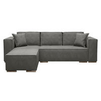 ECKSOFA L Form Vinoria Grau 255/180/82 cm Links mit Schlaffunktion - Chromfarben/Grau, Textil/Metall (180/255cm) - AX Living