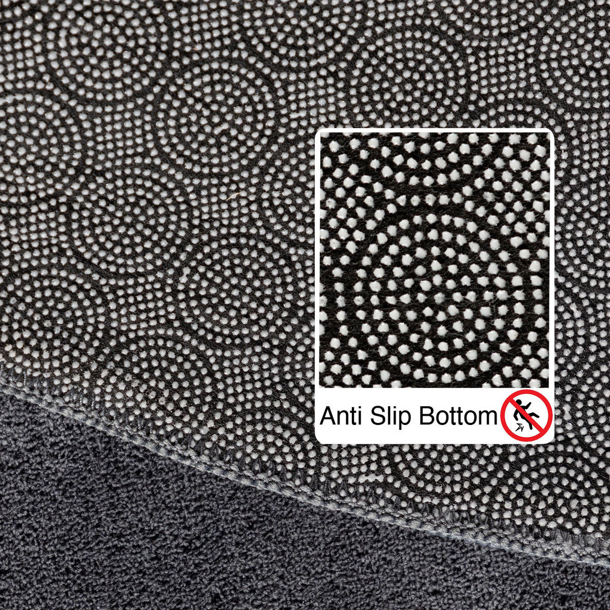 TEPPICH Kurzflor Uni-Farbe Microfaser Antirutsch Wohnzimmer waschbar Grau Rund 200x200 - Grau, Textil (200/200cm) - KADIMA DESIGN